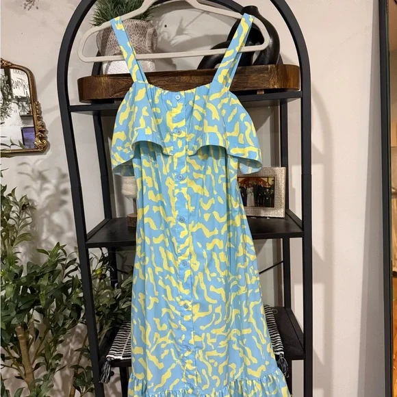 Derek Lam Blue and Yellow Maxi Dress - Picture 3 of 10